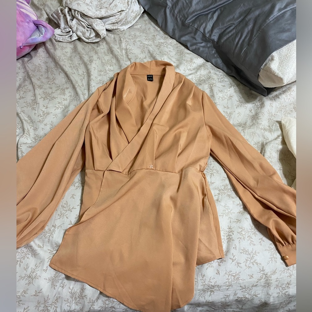 nude blouse cross top